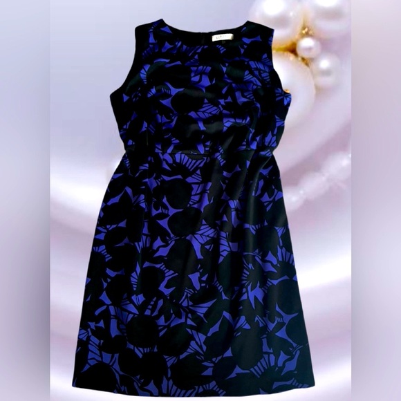 Kasper Dresses & Skirts - Kasper Black and Purple Sleeveless Midi Dress